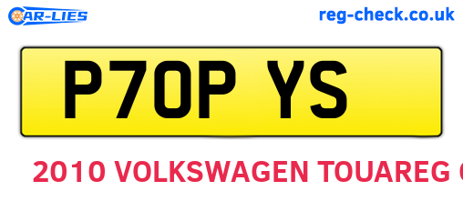 P70PYS are the vehicle registration plates.