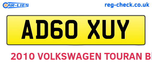 AD60XUY are the vehicle registration plates.