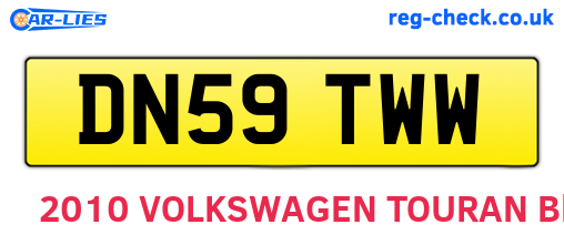 DN59TWW are the vehicle registration plates.