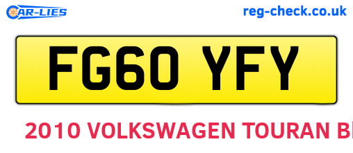 FG60YFY are the vehicle registration plates.