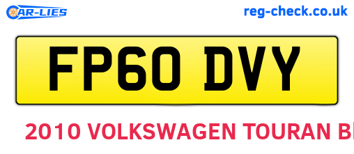 FP60DVY are the vehicle registration plates.