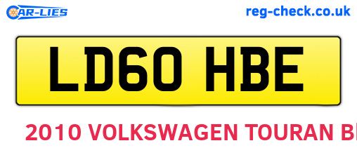 LD60HBE are the vehicle registration plates.