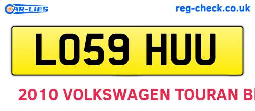 LO59HUU are the vehicle registration plates.