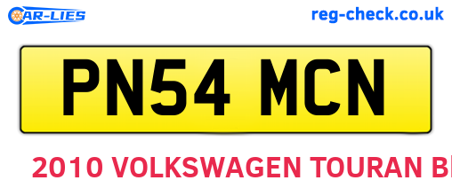 PN54MCN are the vehicle registration plates.