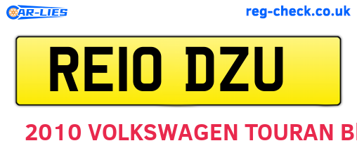 RE10DZU are the vehicle registration plates.