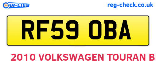 RF59OBA are the vehicle registration plates.