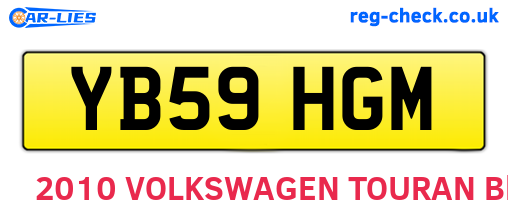YB59HGM are the vehicle registration plates.