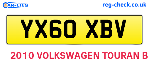 YX60XBV are the vehicle registration plates.