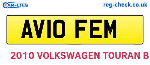 AV10FEM are the vehicle registration plates.