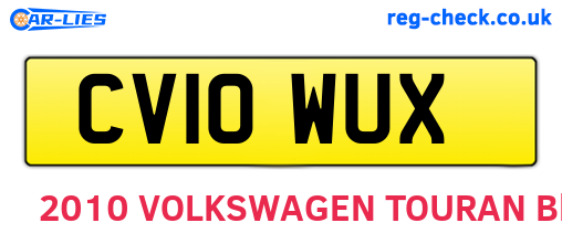 CV10WUX are the vehicle registration plates.