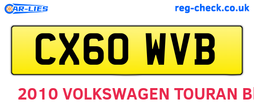 CX60WVB are the vehicle registration plates.