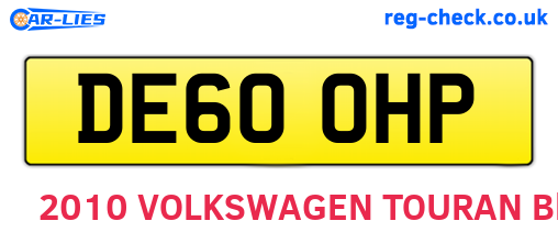 DE60OHP are the vehicle registration plates.