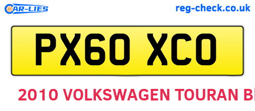 PX60XCO are the vehicle registration plates.
