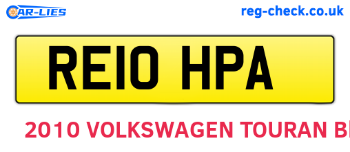 RE10HPA are the vehicle registration plates.