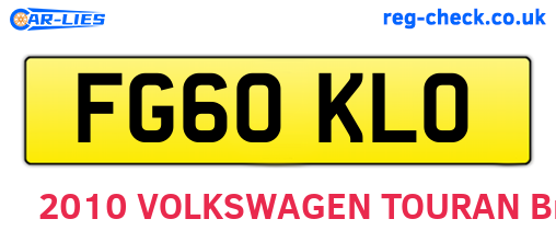 FG60KLO are the vehicle registration plates.