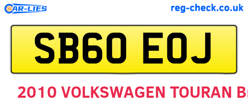 SB60EOJ are the vehicle registration plates.