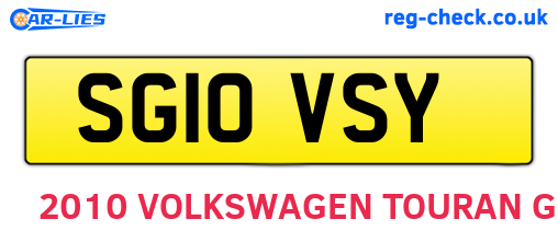 SG10VSY are the vehicle registration plates.