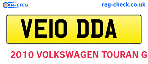 VE10DDA are the vehicle registration plates.