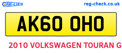 AK60OHO are the vehicle registration plates.