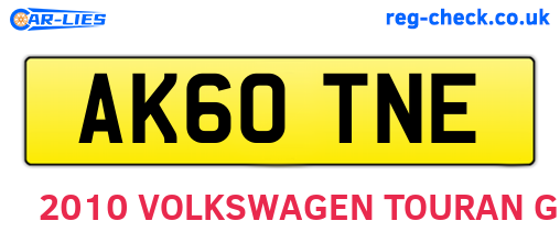 AK60TNE are the vehicle registration plates.