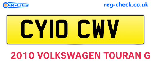 CY10CWV are the vehicle registration plates.
