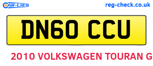 DN60CCU are the vehicle registration plates.