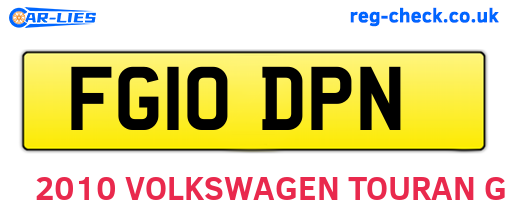 FG10DPN are the vehicle registration plates.
