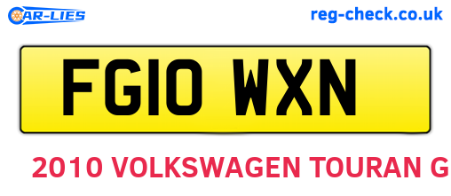 FG10WXN are the vehicle registration plates.