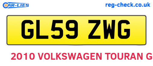 GL59ZWG are the vehicle registration plates.