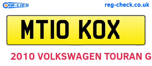 MT10KOX are the vehicle registration plates.