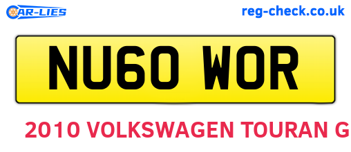 NU60WOR are the vehicle registration plates.
