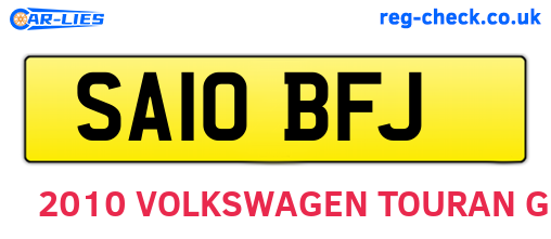 SA10BFJ are the vehicle registration plates.