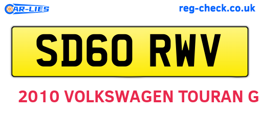 SD60RWV are the vehicle registration plates.