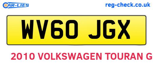 WV60JGX are the vehicle registration plates.