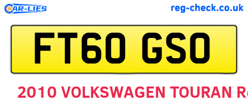 FT60GSO are the vehicle registration plates.