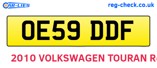 OE59DDF are the vehicle registration plates.