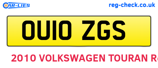 OU10ZGS are the vehicle registration plates.