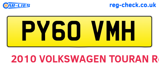 PY60VMH are the vehicle registration plates.