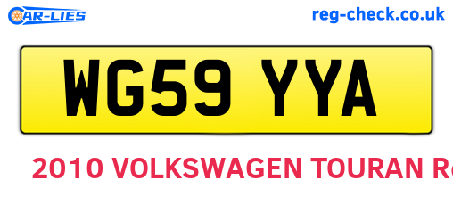 WG59YYA are the vehicle registration plates.
