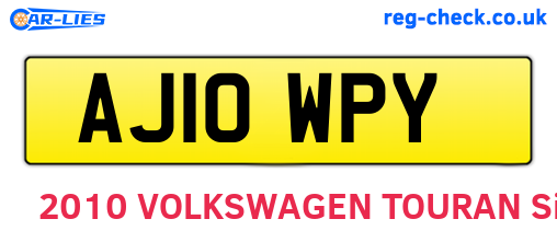 AJ10WPY are the vehicle registration plates.