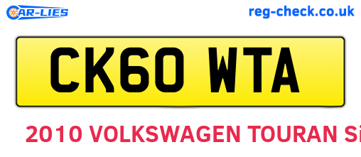 CK60WTA are the vehicle registration plates.