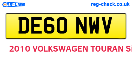 DE60NWV are the vehicle registration plates.
