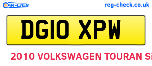 DG10XPW are the vehicle registration plates.