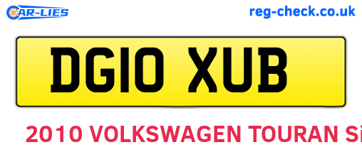 DG10XUB are the vehicle registration plates.