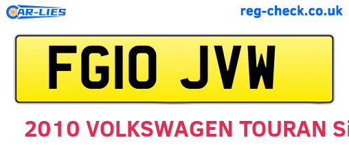FG10JVW are the vehicle registration plates.