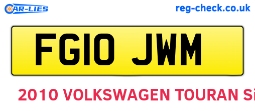 FG10JWM are the vehicle registration plates.