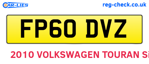FP60DVZ are the vehicle registration plates.