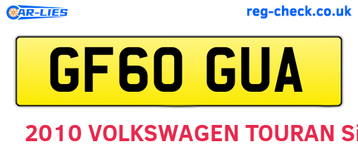 GF60GUA are the vehicle registration plates.