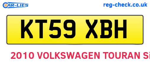 KT59XBH are the vehicle registration plates.