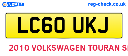 LC60UKJ are the vehicle registration plates.